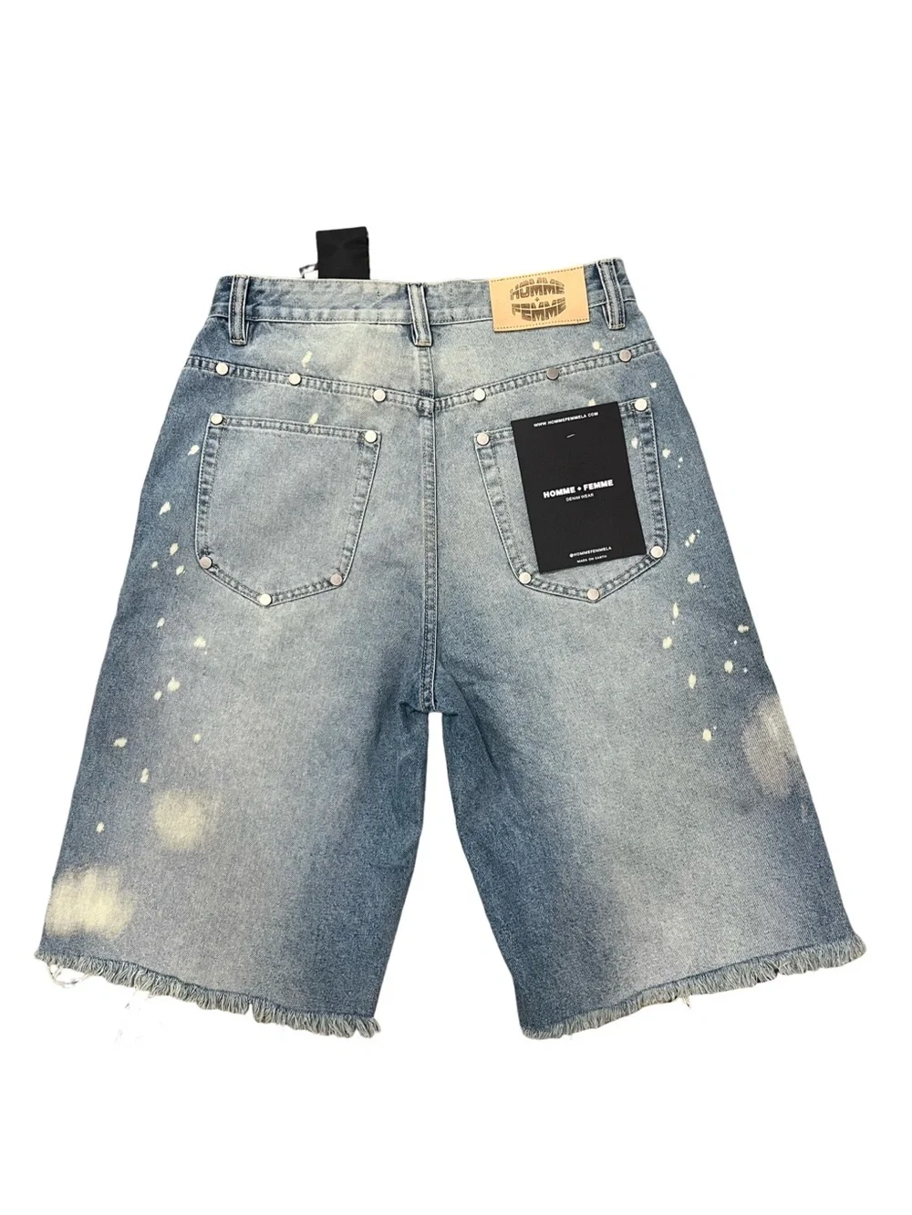 HOMME + FEMME Nomad Studded Denim Shorts